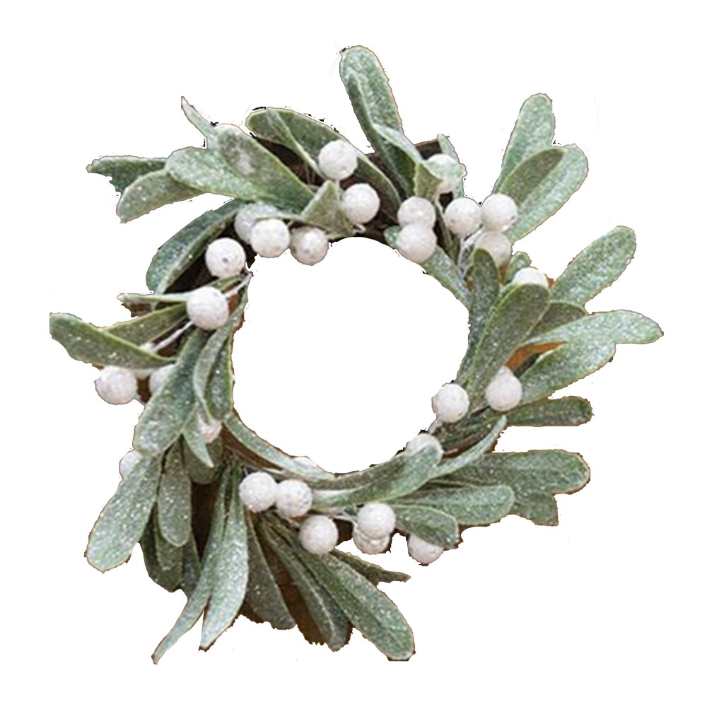 Glittered Mistletoe Candle Ring 9&#x22;