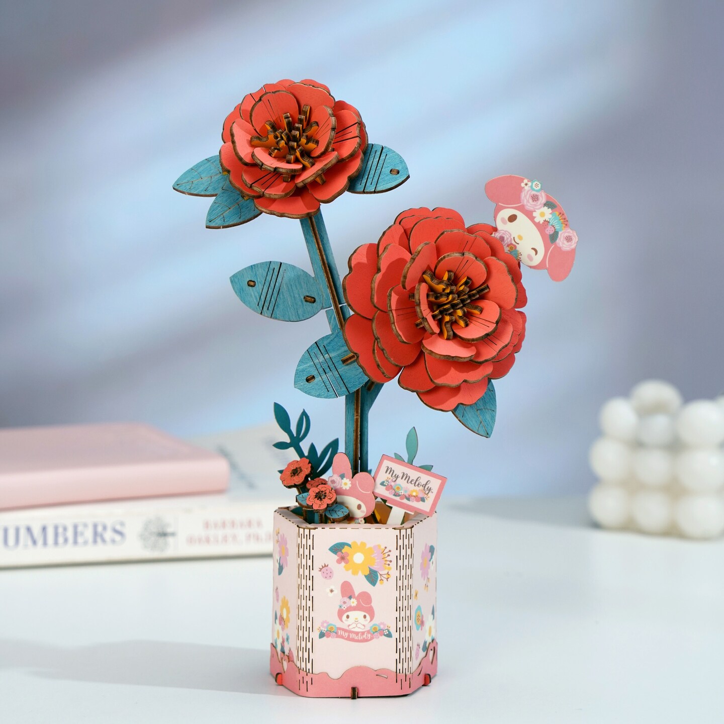 Hello Kitty&#xAE; and Friends My Melody Red Camellia - 3D Wooden Flower Puzzle