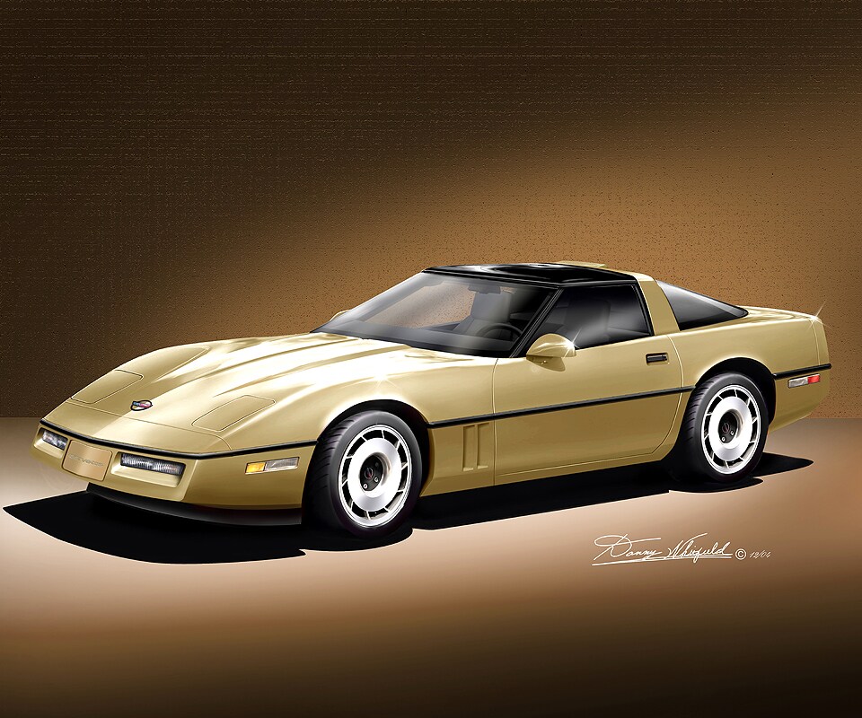 1984-1990 C4 Chevrolet Corvette Coupe - Gold - Art Print by Danny