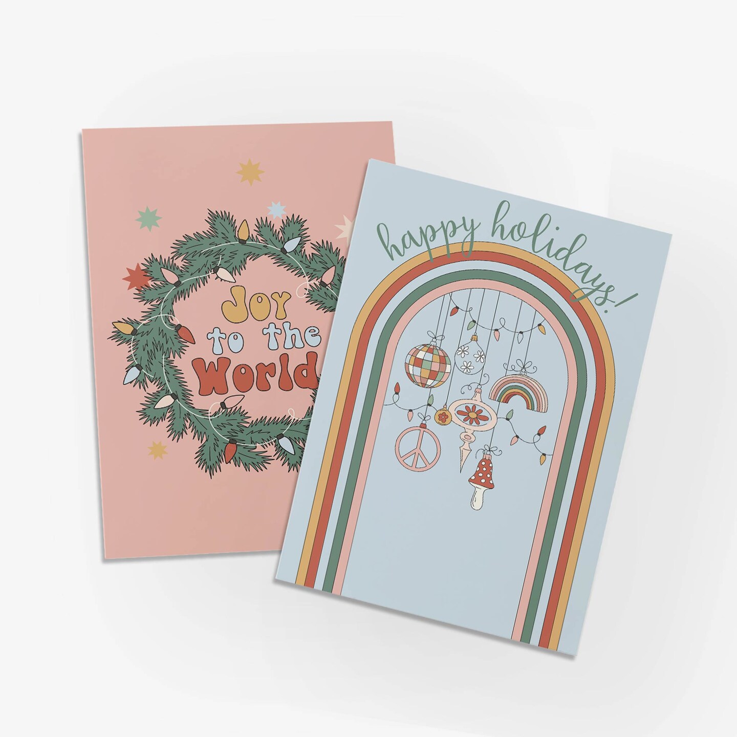 Boho Christmas Greeting Cards Boxed Set &#x2013; 24 Holiday Notecards Featuring Peaceful and Retro Designs, Perfect for Sending Stylish and Unique Festive Wishes