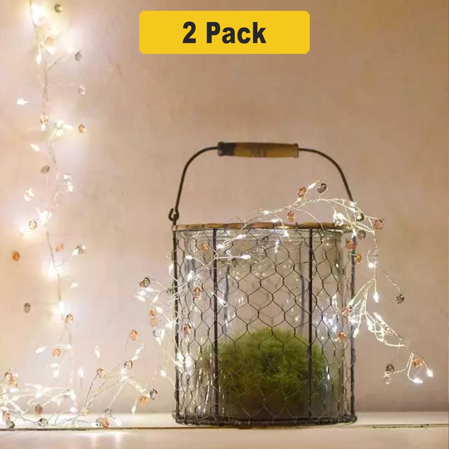 Magical 40 LED Gemstone String Lights — Battery Powered, Flexible Wire