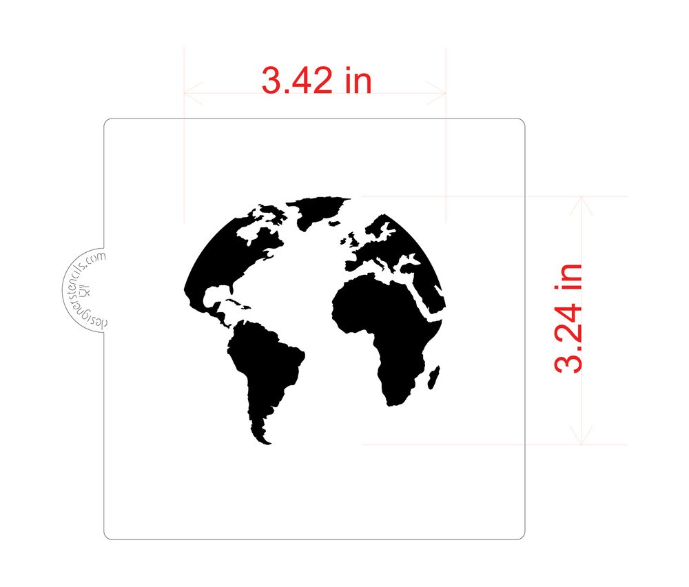 World Map (Globe) Cookie & Craft Stencil | CM113 By Designer Stencils | Cookie Decorating Tools | Baking Stencils for Royal Icing, Airbrush, Dusting Powder | Craft Stencils for Canvas, Paper, Wood | Reusable Food Grade Stencil