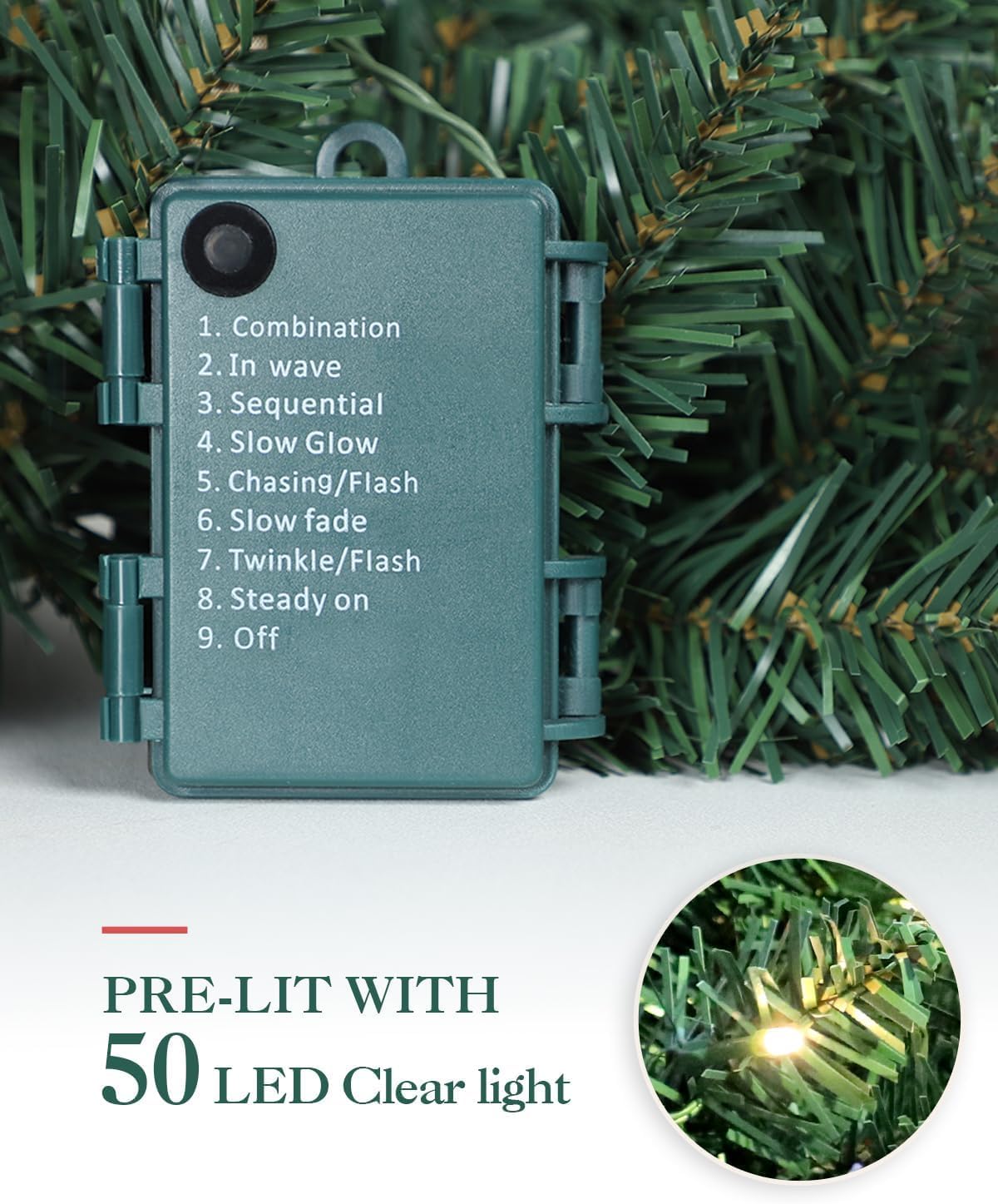 2 Pcs Battery Operated Christmas Garland, 9 FT Prelit Christmas Decorations for Mantle Fireplace Room Winter Garland Outdoor Indoor, Holiday Artificial Decor with Lights