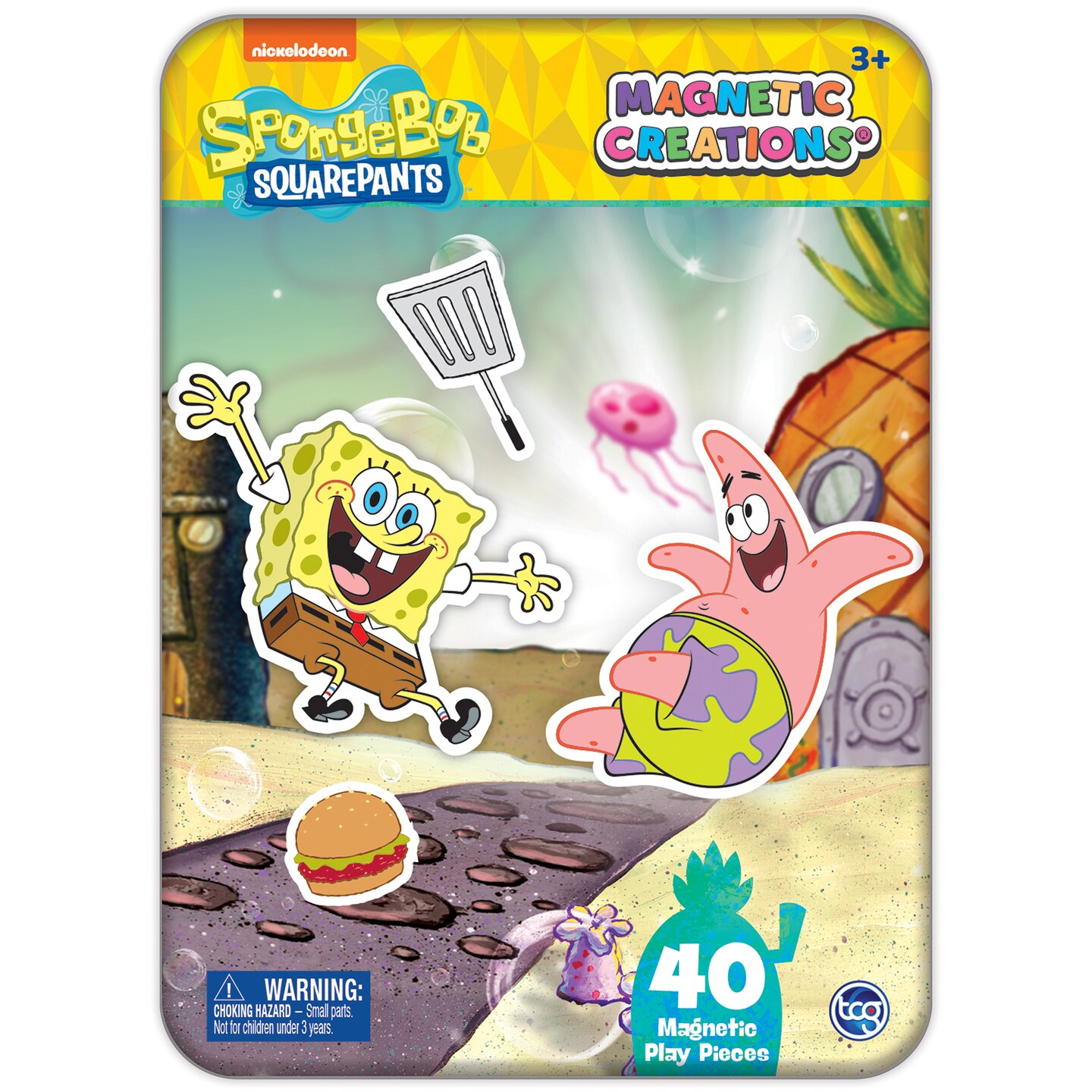 Magnetic Creations Tin: Spongebob - Creative Storytelling Playset, 40 Pop-Out Magnets, Beautiful Play Scene, Mix &#x26; Play Toy, Kids-Toddlers Ages 3+