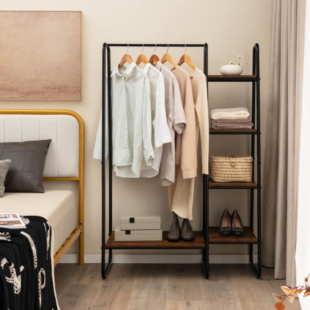 Clothes Rack Free Standing Storage Tower with Metal Frame Suitable for Various Place