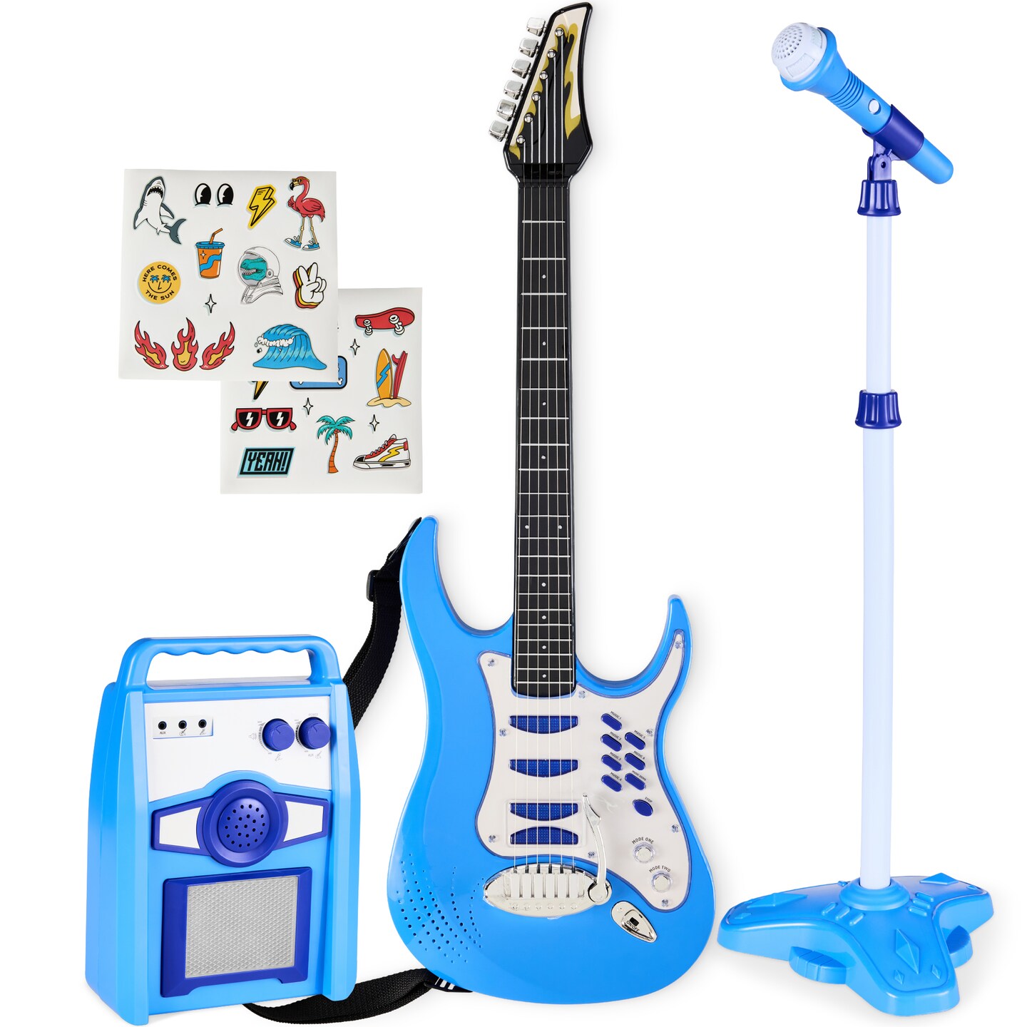 Best Choice Products Kids Electric Musical Guitar Toy Play Set w 6 Demo Songs Whammy Bar Microphone Amp AUX