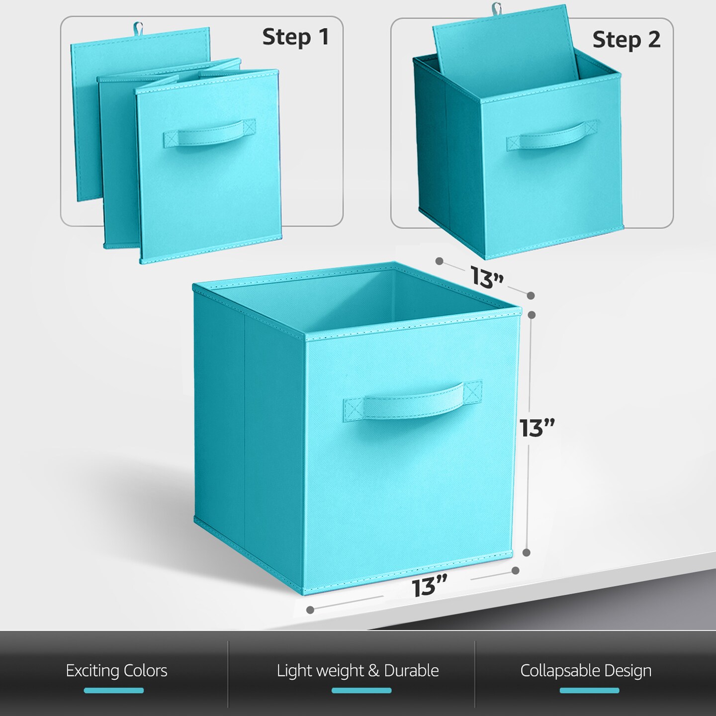 Sorbus Large 13" Storage Bins - 8 Pack Sturdy Collapsible Fabric Storage Cubes with Handles