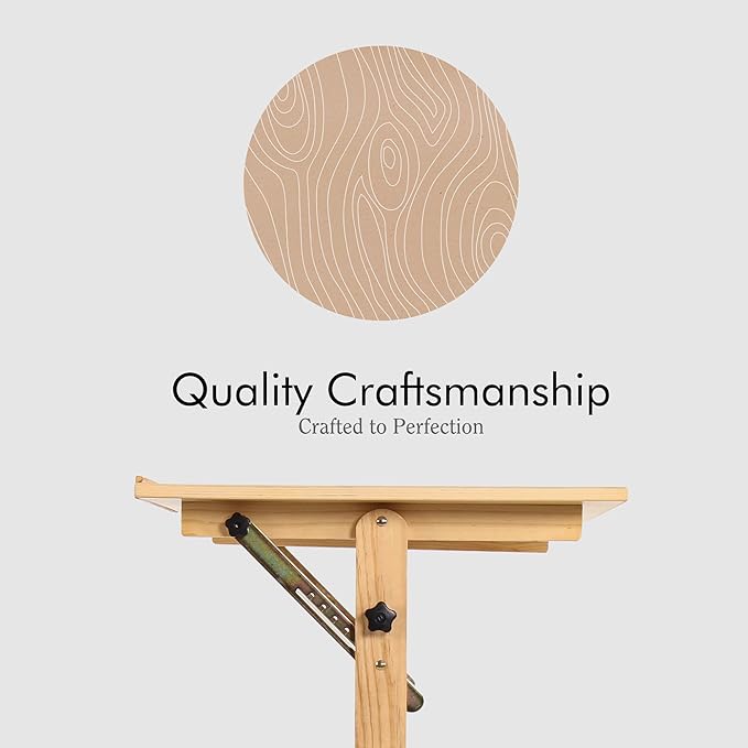 ARTIFY Extra Large Wood Drafting Table, Artist Drawing Table with Height Adjustable, Tilting Enlarge Tabletop, Studio Painting Table & Art Craft Desk for Writing, Nature