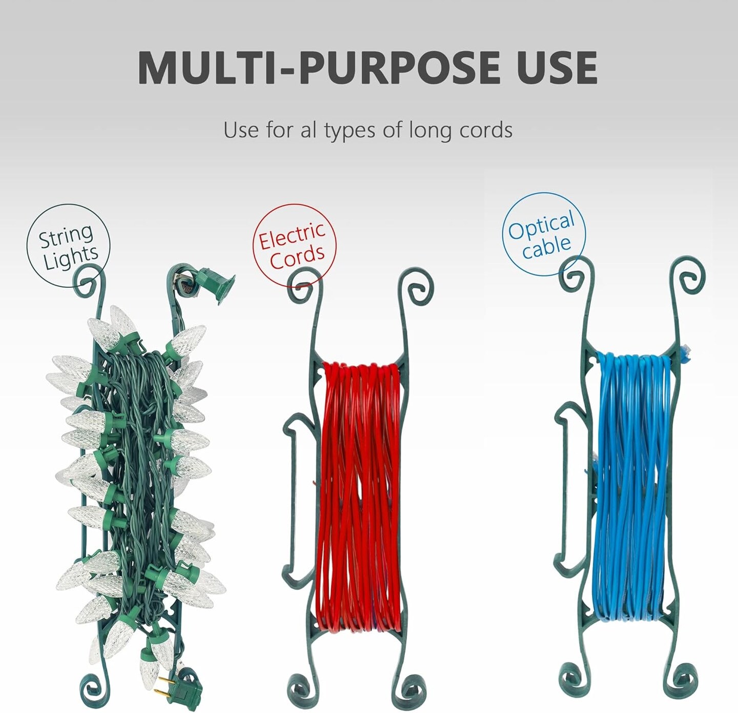 8 Pack Christmas Lights Storage Holder, Holiday Light Storage for All Purpose Light Cord Wind Up, Christmas String Lights Organizer Holder