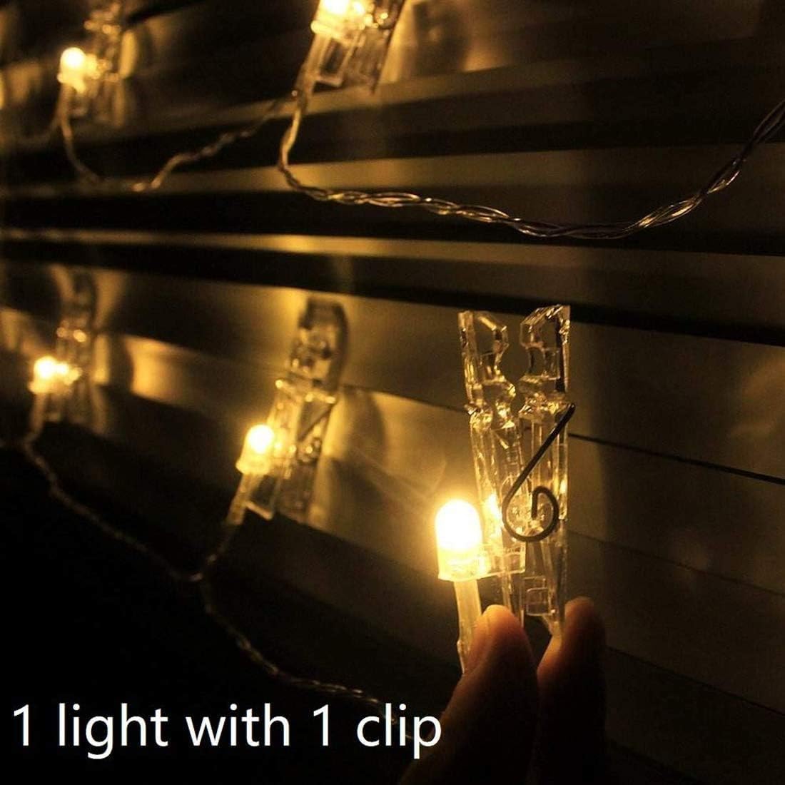 Photo Clip String Lights LED Battery Operated Starry Fairy Copper String Lights with Clips Warm White for Pictures Bedroom Wall Patio Halloween Thanksgiving Christmas Party Wedding D&#xE9;cor