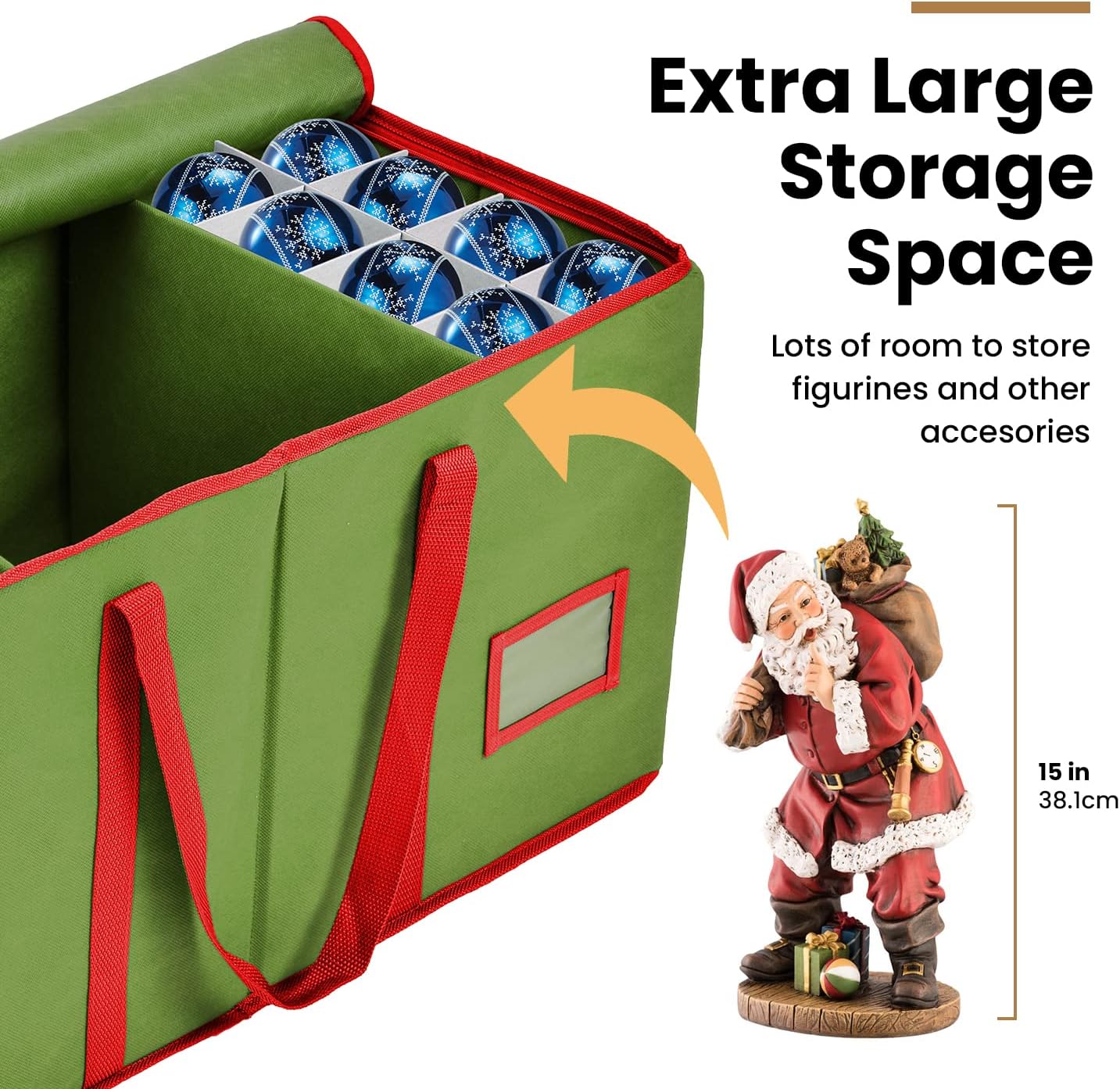 Premium Christmas Ornament Storage &#x2013; Christmas Storage Container Perfect for Holiday Decorations and Ornament Storage Box &#x2013; Fits 128 Holiday Ornaments &#x2013; Tear-Proof Fabric