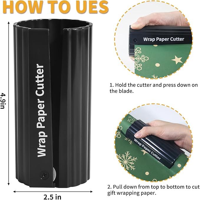 Paper Roll Sliding Wrapping Paper Cutter Tool Tube/Easy Quick/Prevent Cuts Creative Holiday Paper Roll Cutter