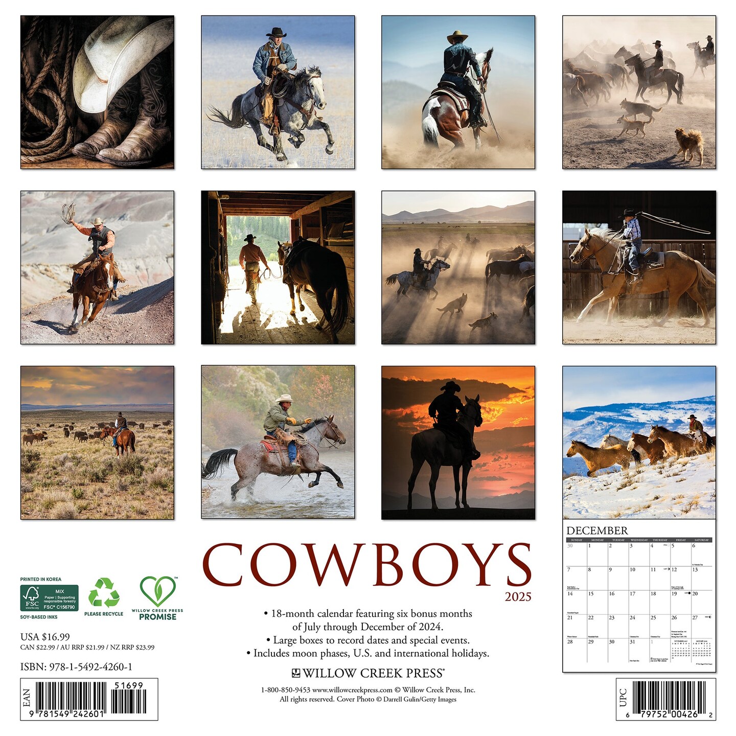 Cowboys  2025 Wall Calendar
