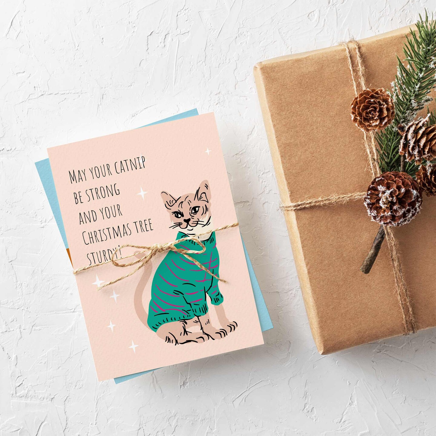 Funny Cat Christmas Greeting Cards Boxed Set of 24 Holiday Notecards Featuring Playful Feline Designs, Perfect for Cat Lovers and Pet Owners