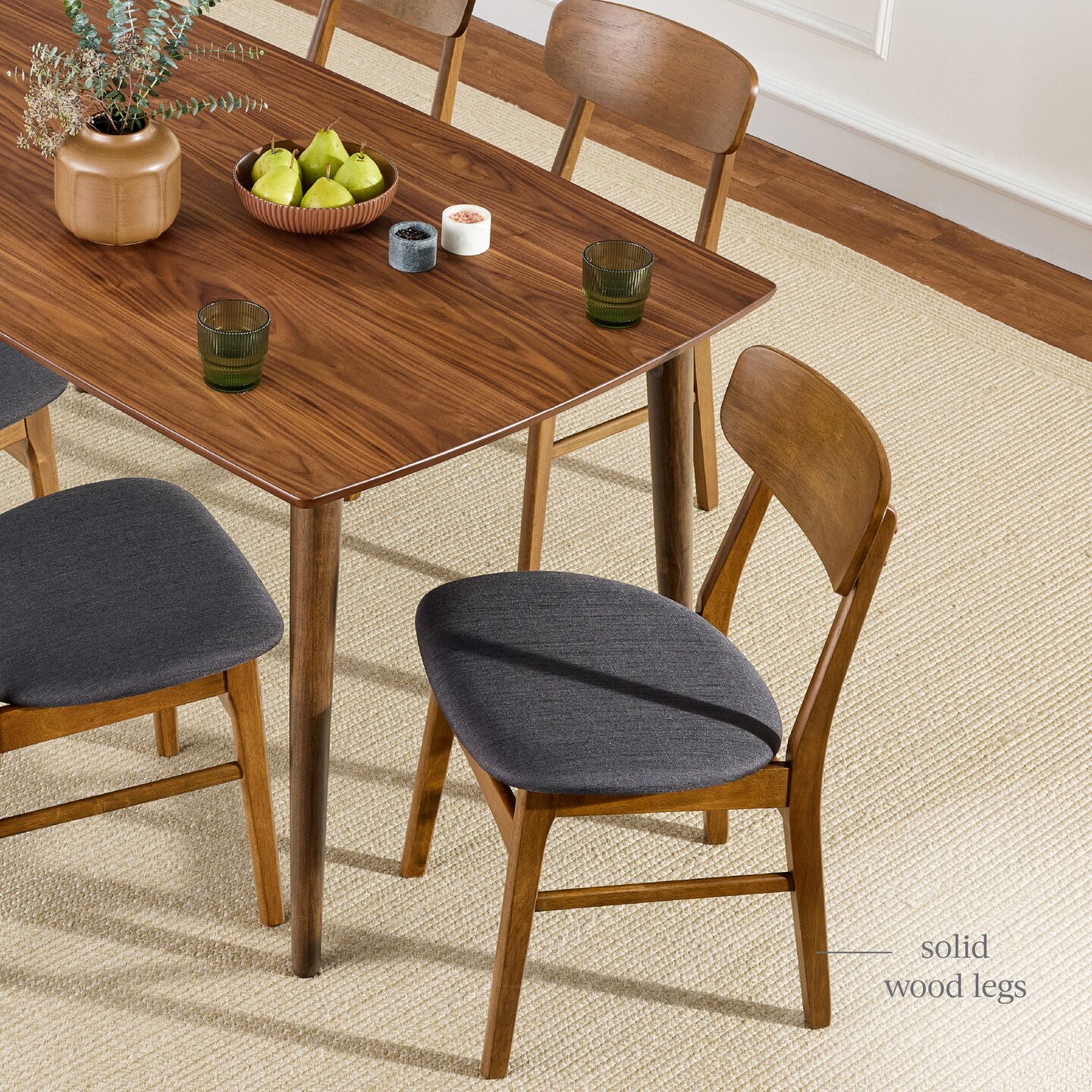 Best Choice Products 7-Piece Mid-Century Modern Upholstered Dining Set, Wooden Table w/ 6 Chairs