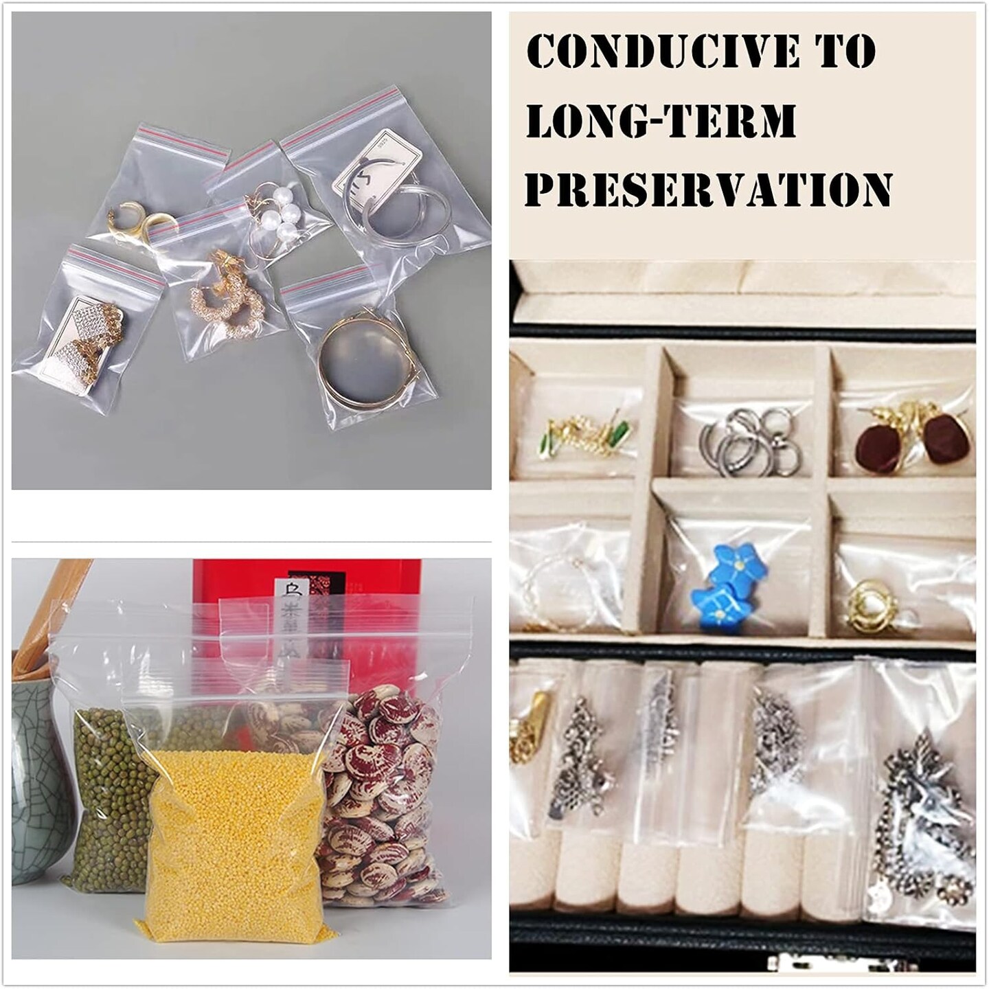 700 Pack Poly Zipper Bags,5 Different Size Small Craft Plastic Bags,Clear Reusable Ziplock Bags Storage for Bead,Jewelry,Candy