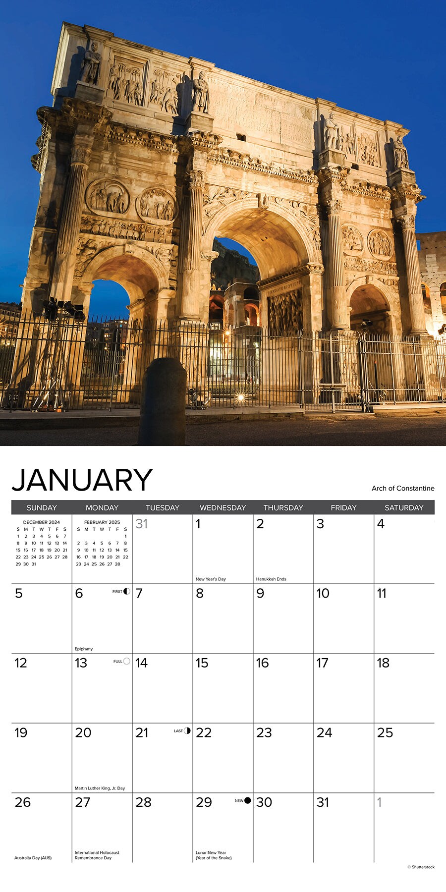 Rome 2025 Wall Calendar