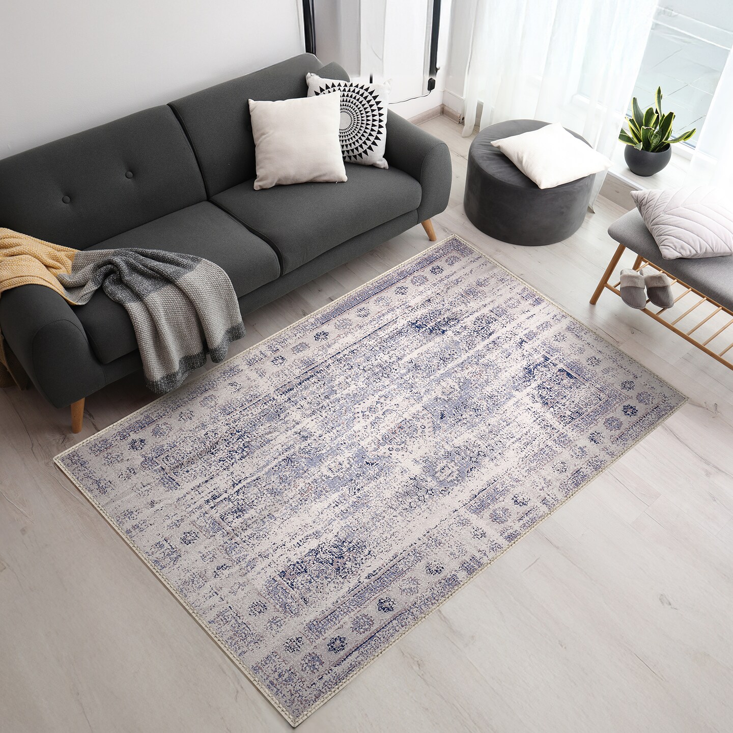Sorbus 5x7 Area Rug, Machine Washable, Non-Slip, Vintage Rugs - Indoor Carpet with Rubber Backing