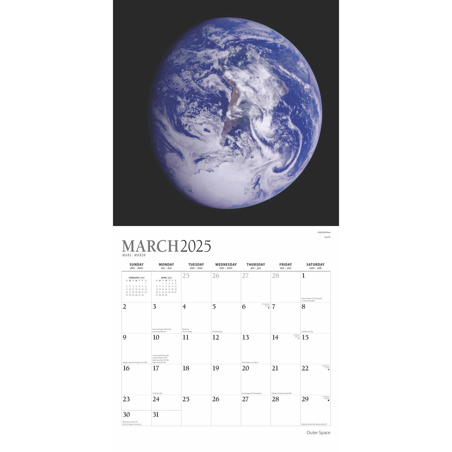 Outer Space | 2025 12 x 24 Inch Monthly Square Wall Calendar | Foil Stamped Cover | Plato | Universe Cosmos Inspiration