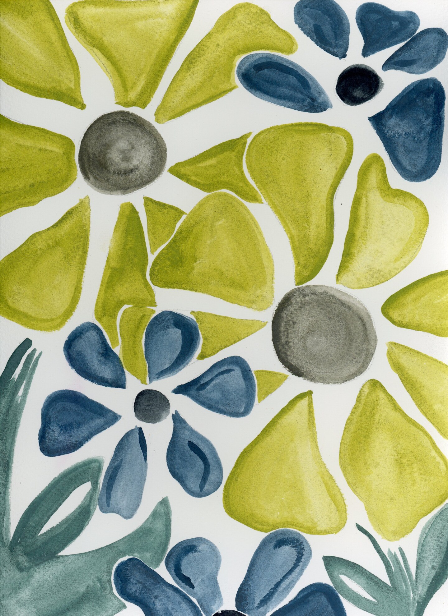 Original Artwork, Abstract Floral Watercolor Ink Painting, 9x12