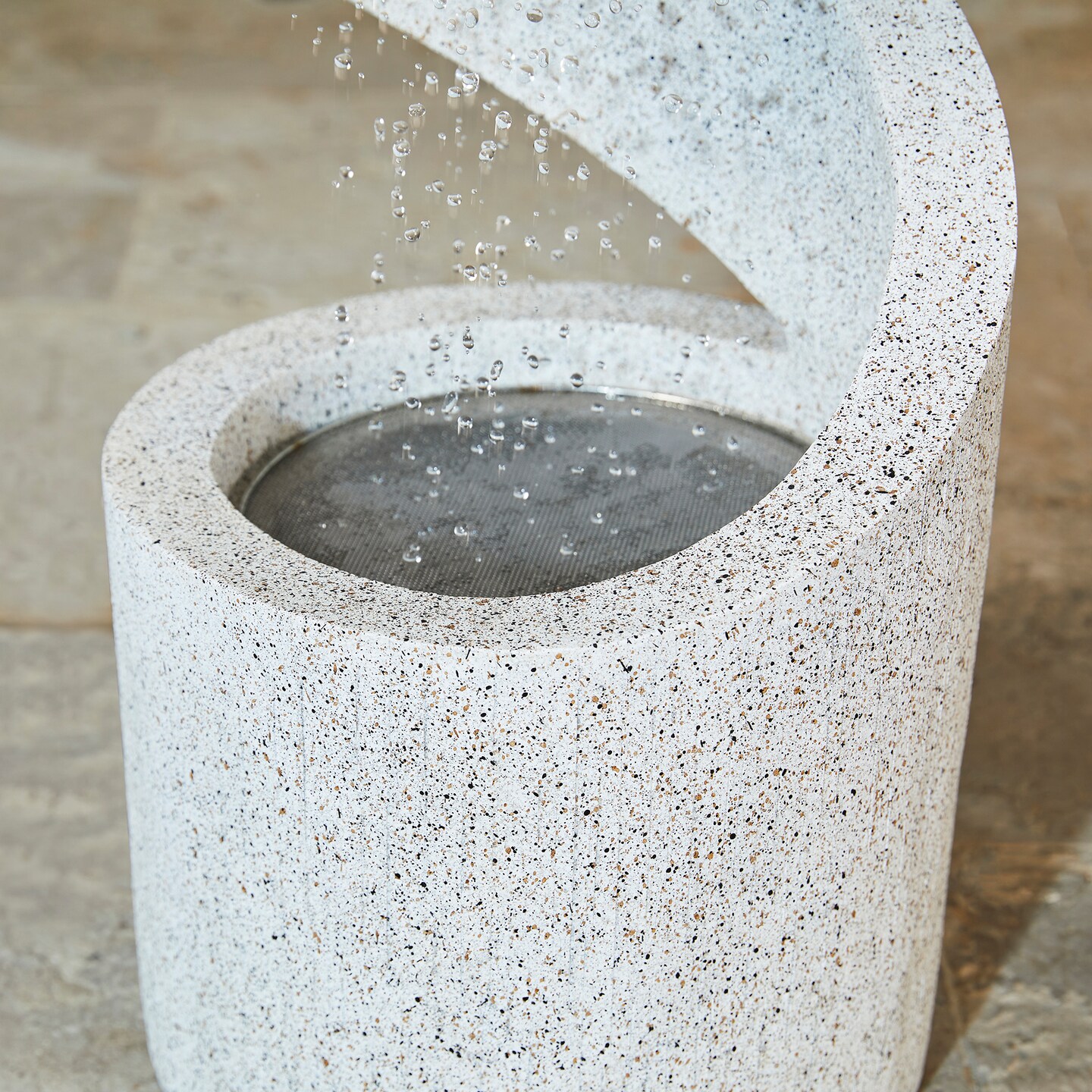 31.25&#x22;H Spiral Shaped Outdoor Fountain with LED Light, Polyresin, Includes Pump, Multiple Colors