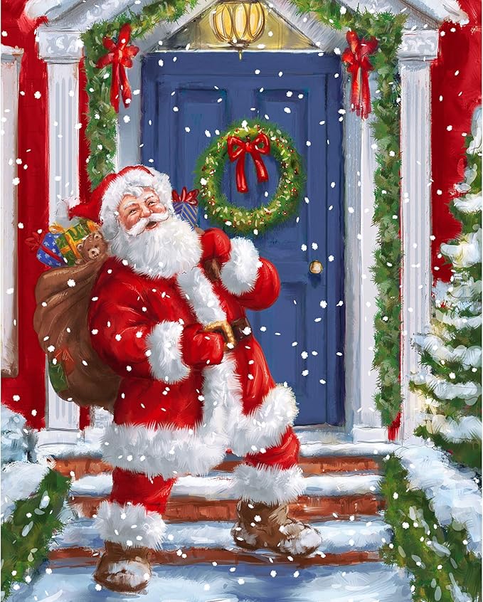 Christmas 50X60 Santa at The Door Ultra Soft Throw, Grey