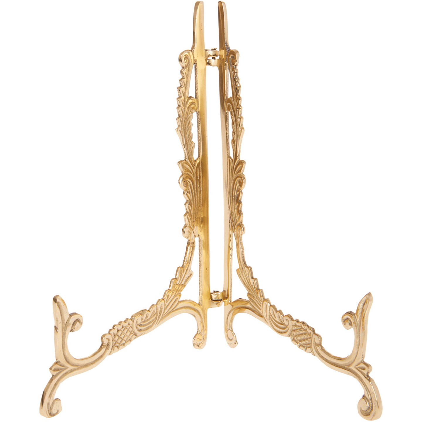 Bard&#x27;s Ornate Hinged Brass Plate Stand, 9.5&#x22; H x 8&#x22; W x 7&#x22; D (For 6&#x22; - 12&#x22; Plates)