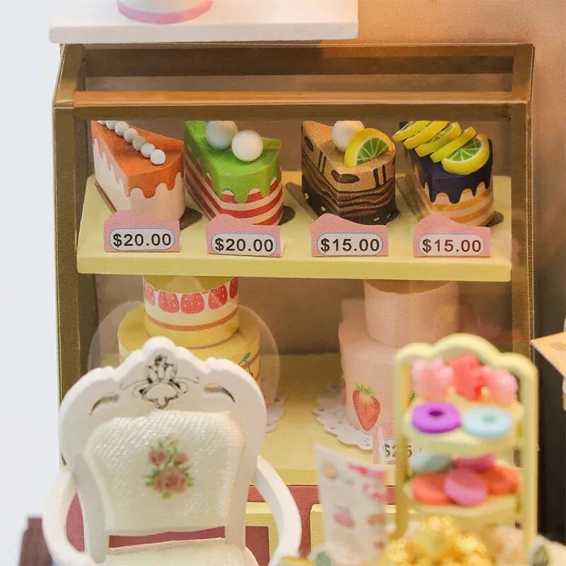 Miniature Wizardi Roombox Kit - Dessert Cafe Dollhouse Kit F07M5-32-S2201