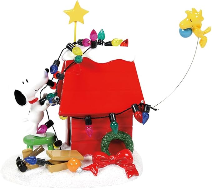 Dog House, Woodstock, Christmas Lights, 8&#x22;, Red