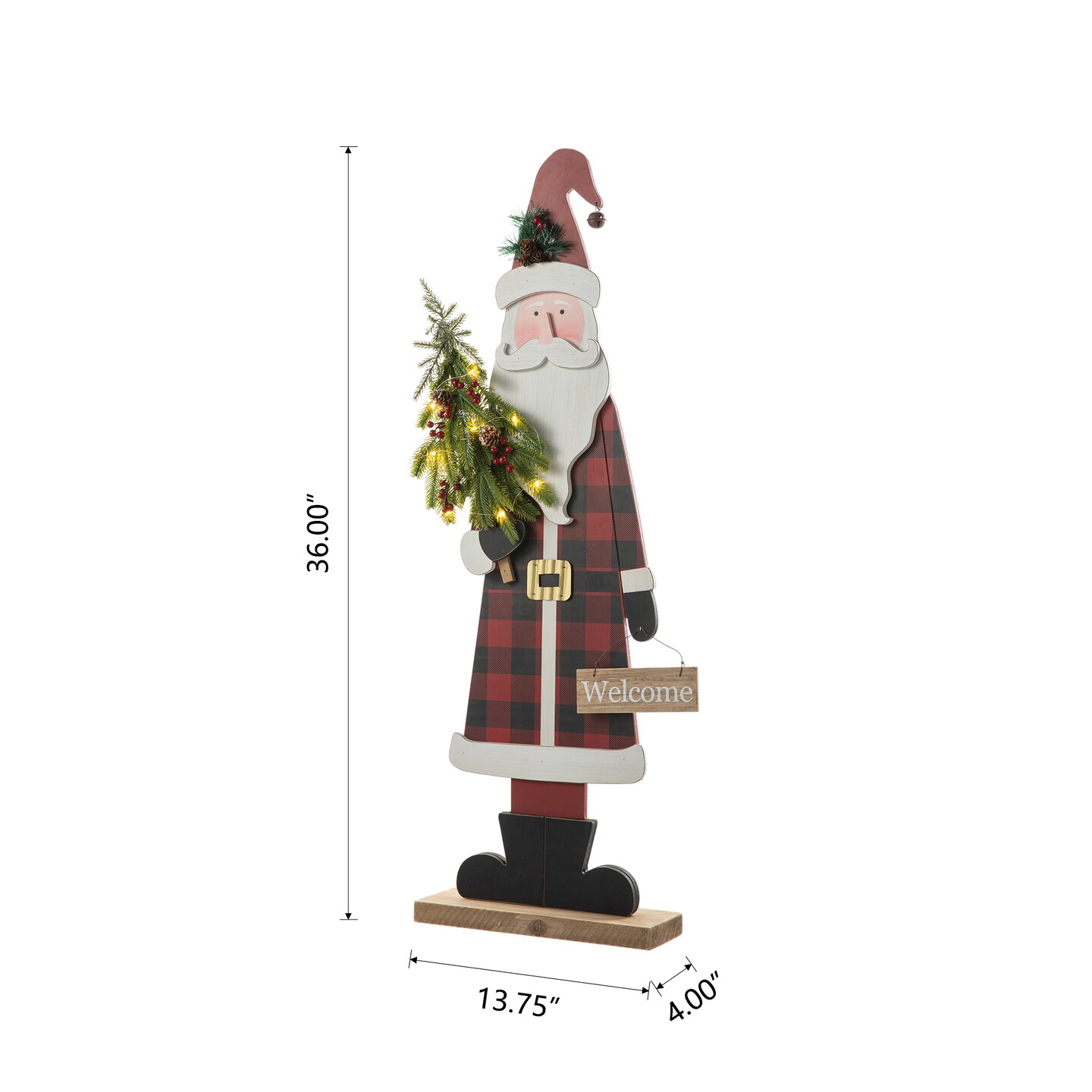 Set of 4 36&#x22;H Lighted Wooden Christmas Porch D&#xE9;cor with Timer