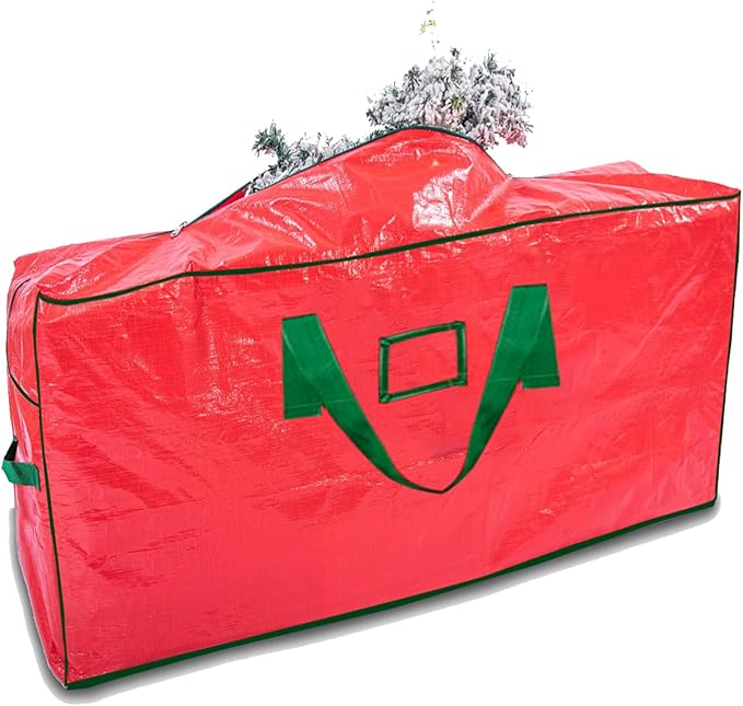 Christmas Tree Storage Bag, Waterproof and Dustproof, Fits Up to 7.5 Foot Artificial Xmas Holiday Tree with Reinforced Handles &#x26; Dual Zipper, Red