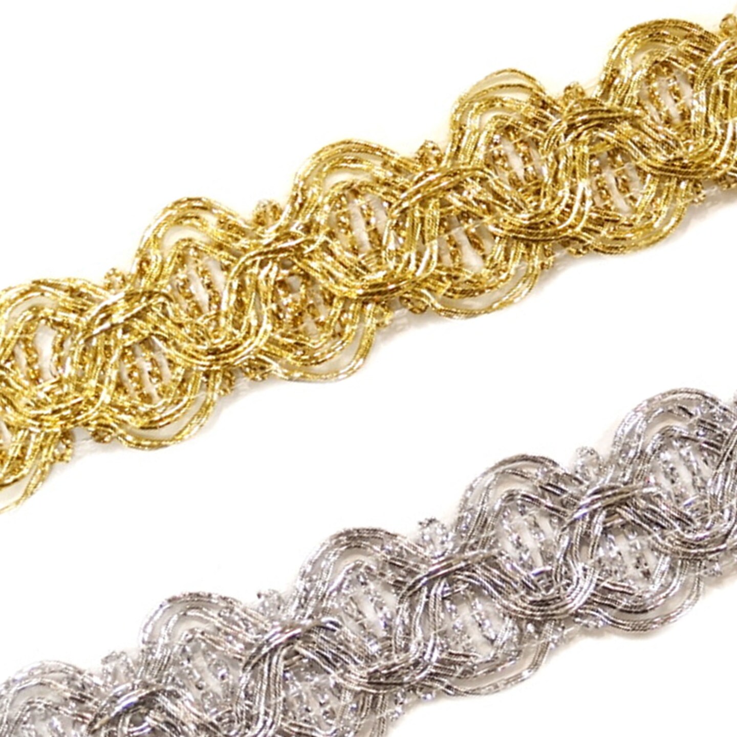 3/4"x 15 Yards Silver Metallic Lace Trim 5 Packs Metallic Trim