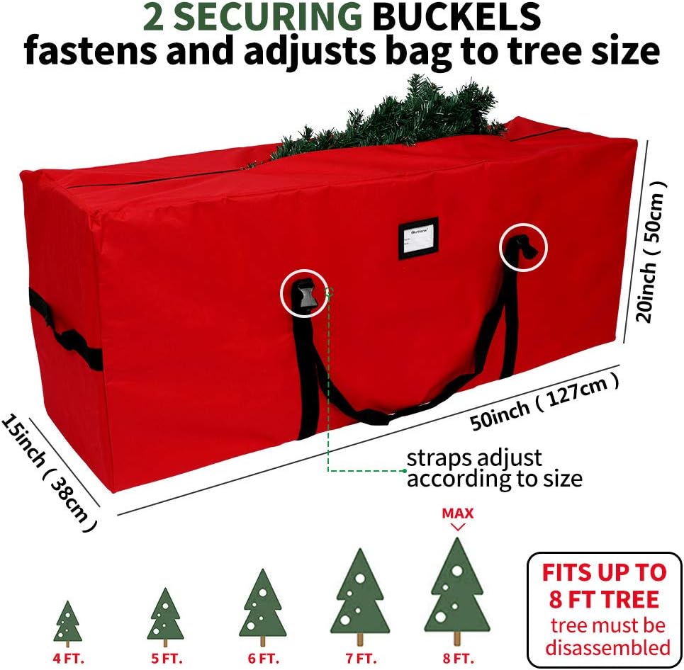 Christmas Tree Storage Bag, Large Christmas Tree Storage Box, Christmas Storage Containers Fits Up to 7.5 Ft Artificial Trees Heavy Duty 600D Oxford Xmas Holiday Tree Bag with Dual Zipper