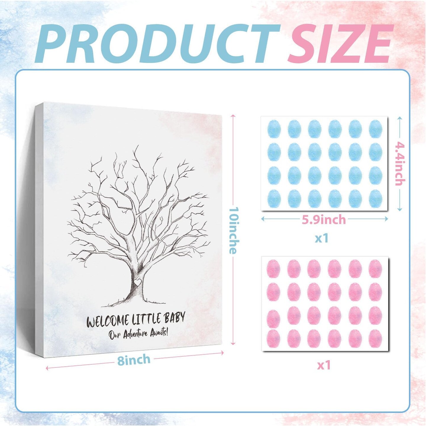 Baby Shower Guest Book, Gender Reveal Fingerprint Tree Sign, Baby Gender Reveal Ideas, Baby Reveal Party Decorations, Canvas Decor for Boy and Girl Baby Shower