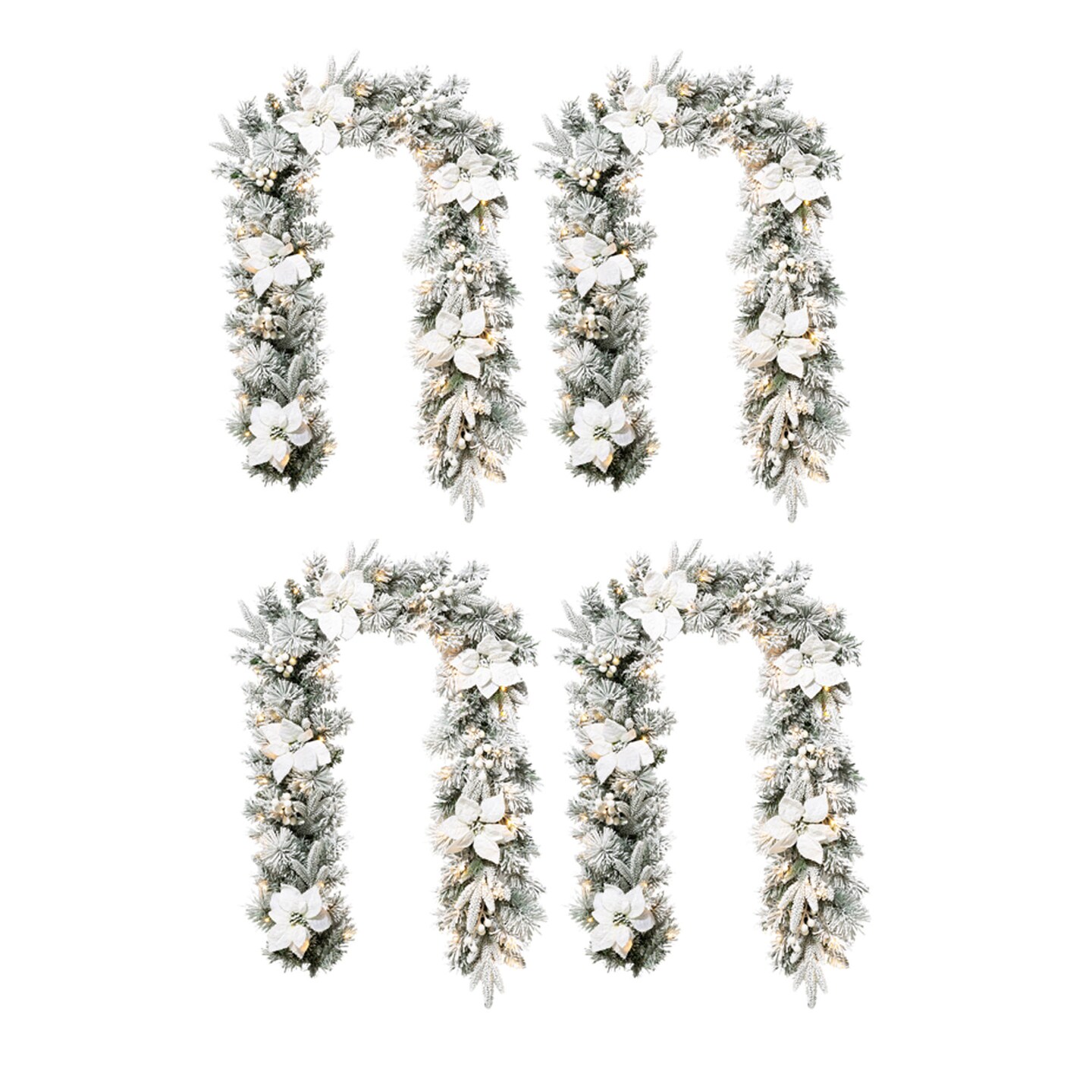 Set of 4 6ft Christmas Garland, with 50 Warm White Lights with Timer,Three Function
