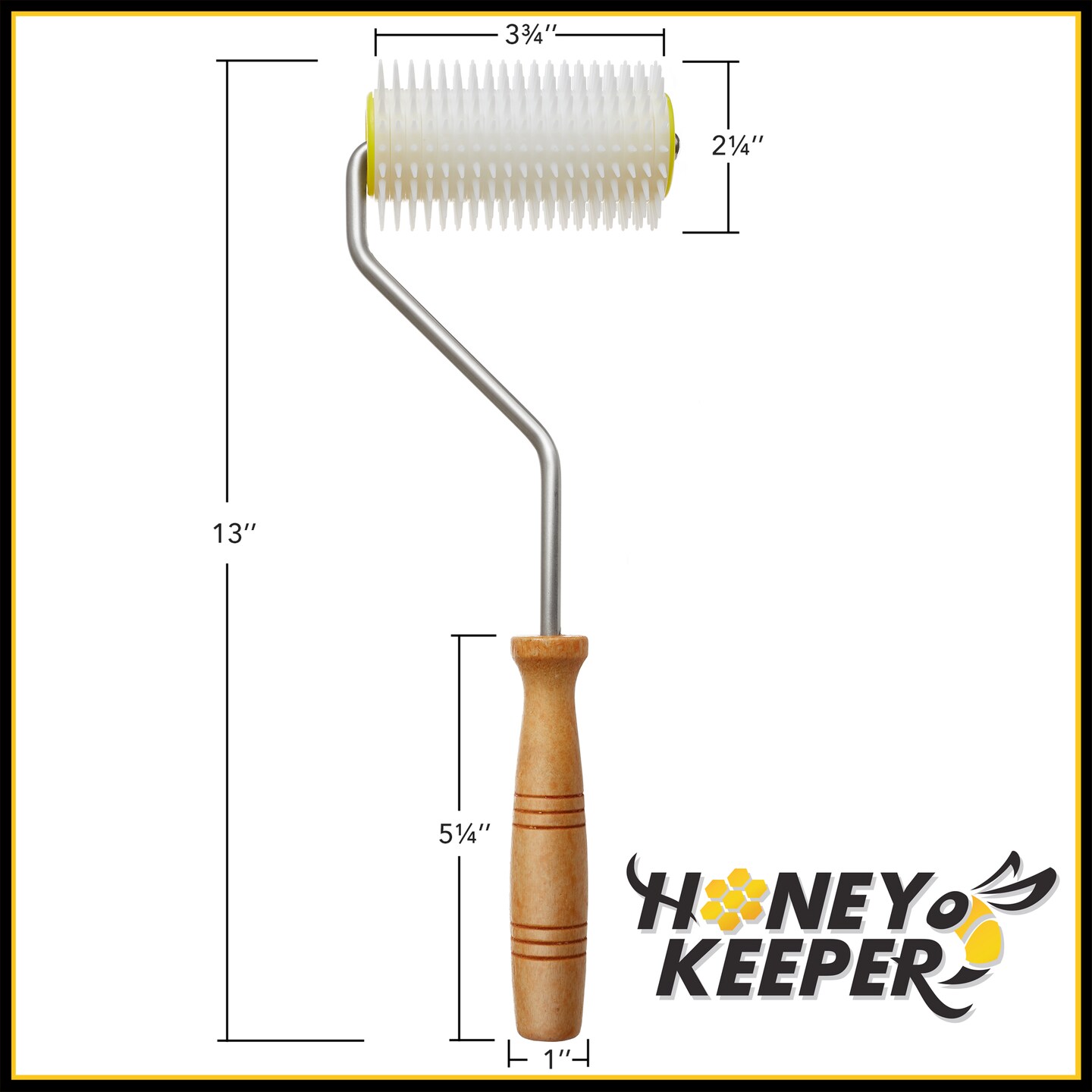 Honey Keeper Uncapping Roller with Wooden Handle - Honeycomb Uncapping Beekeeping Tool