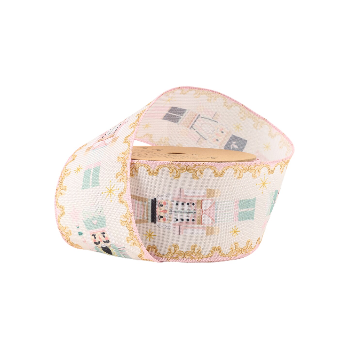 LaRibbons 2 1/2" Wired Ribbon | Pink Nutcracker | 10 Yard Spool