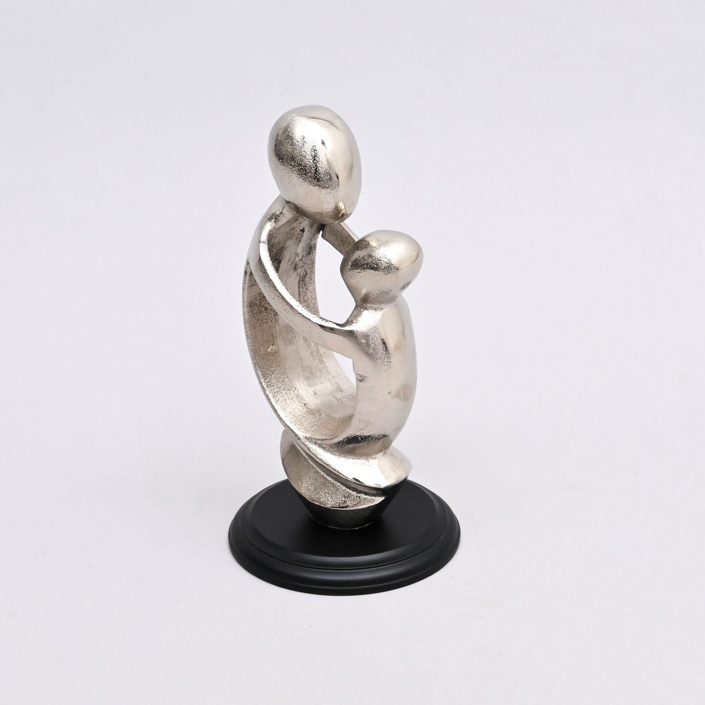 Embrace of Love Aluminum Figurine with Nickel Finish & Black Base-5.75x5.75x11"