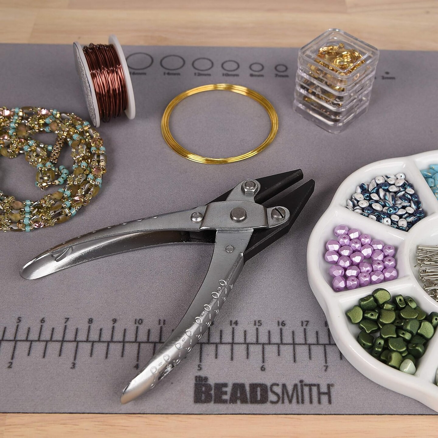 The Beadsmith Chain Nose Parallel Pliers with Spring, Flat Grip for Jewelry Making, Wirework & Repair