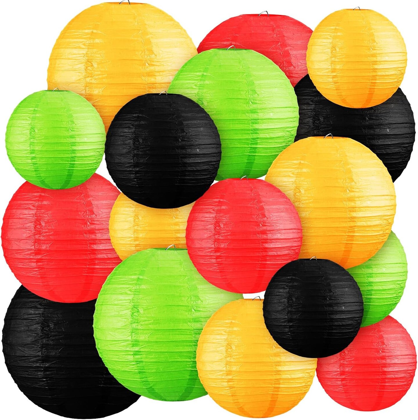 24 Pcs Juneteenth Decorations Juneteenth Paper Lantern Decor Black Red Green Yellow Assorted Round Hanging Lanterns