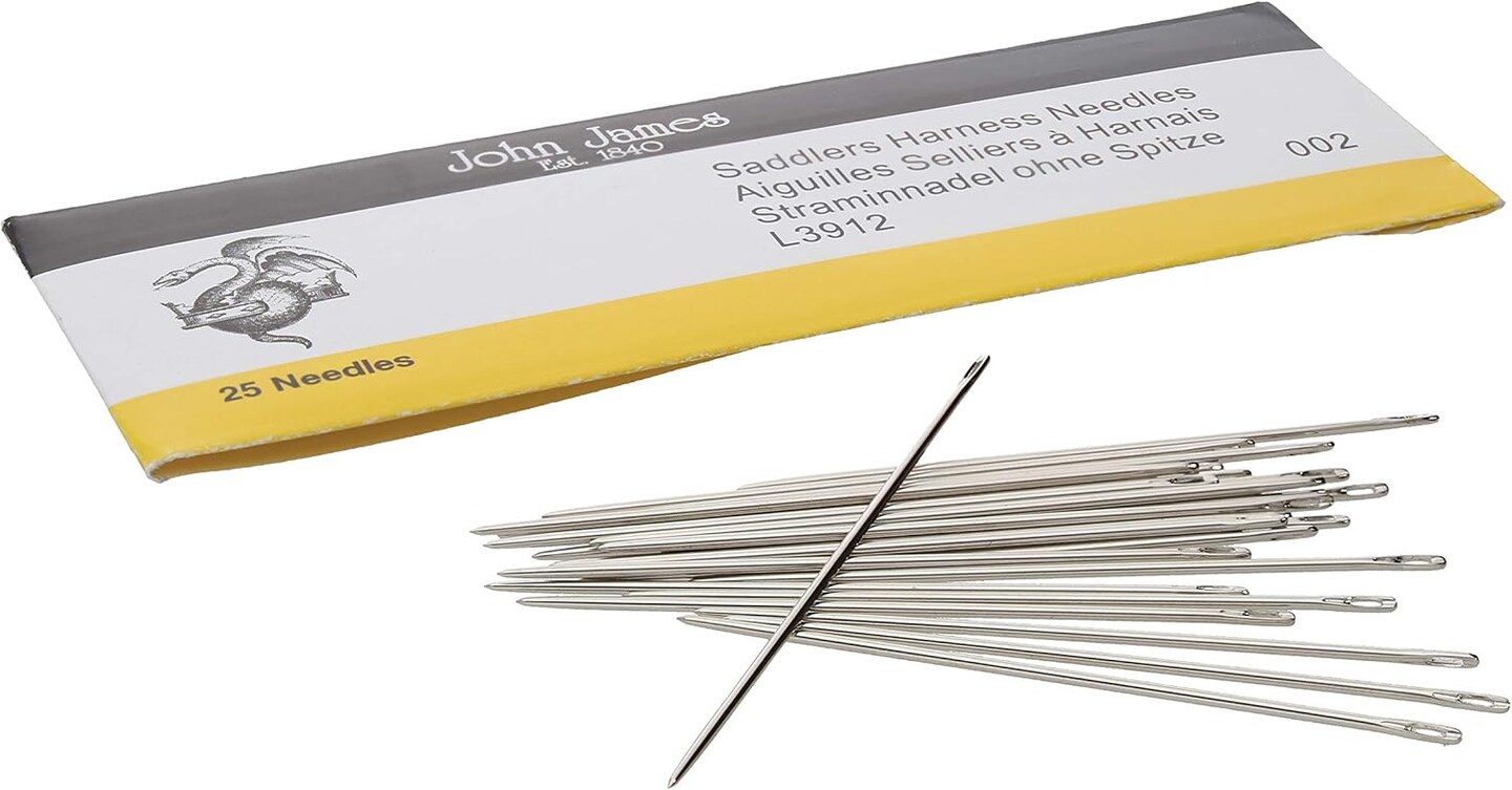 John James Saddlers Harness Needles, Rounded Point, Use for All Hand Stitched Leather Craft Work and Harness/Saddle Repairs