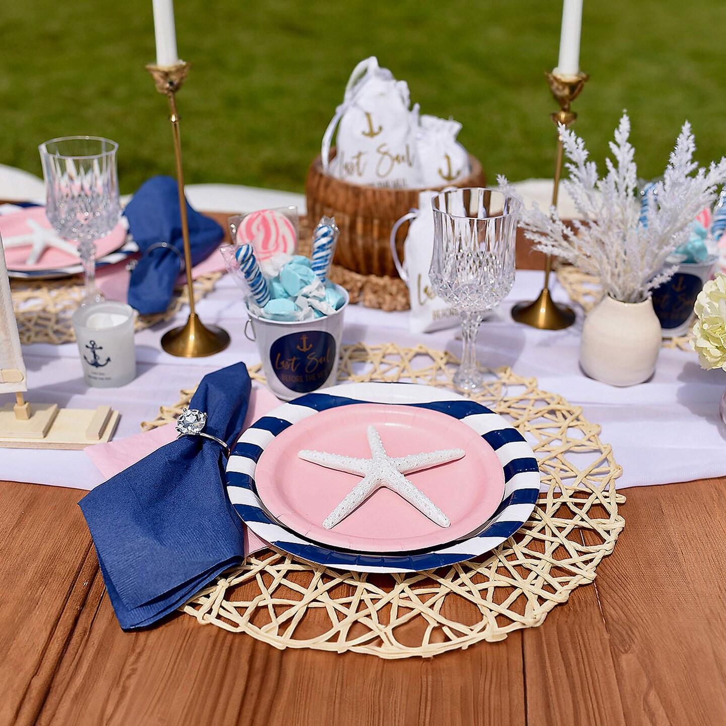 24 Count Soft Light Pink 7 Inch Paper Dessert Plates for Birthday Wedding Shower Events