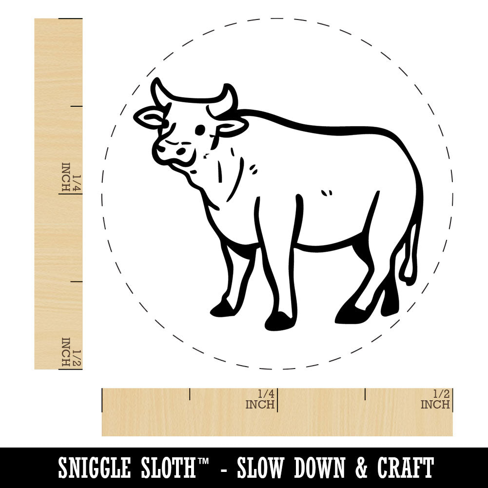 Friendly Cow Ox Cattle Farm Animal Rubber Stamp for Stamping Crafting Planners
