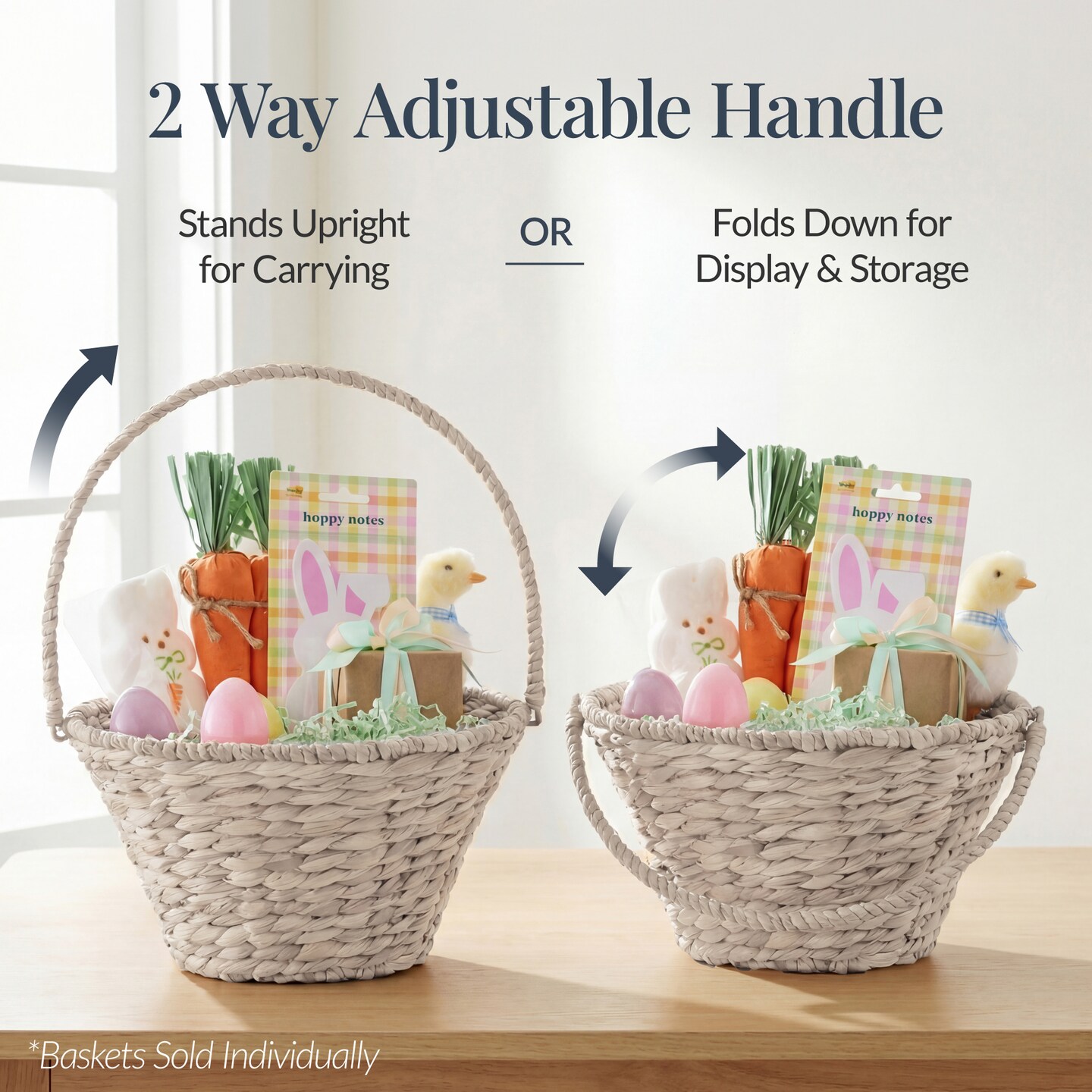 Best Choice Products Easter Basket, Small Woven Easter Basket for Kids w/ Collapsible Handle, Tapered Shape