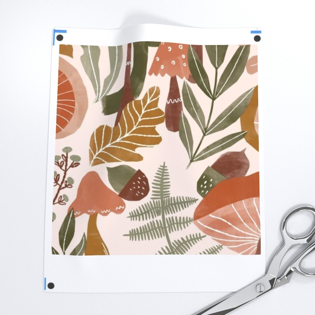 Woodland Neutral Nursery Earth Tones Mushrooms Toadstools Terracotta Custom Printed Fabric by Spoonflower Various Fabrics by the Yard or Fat Quarter