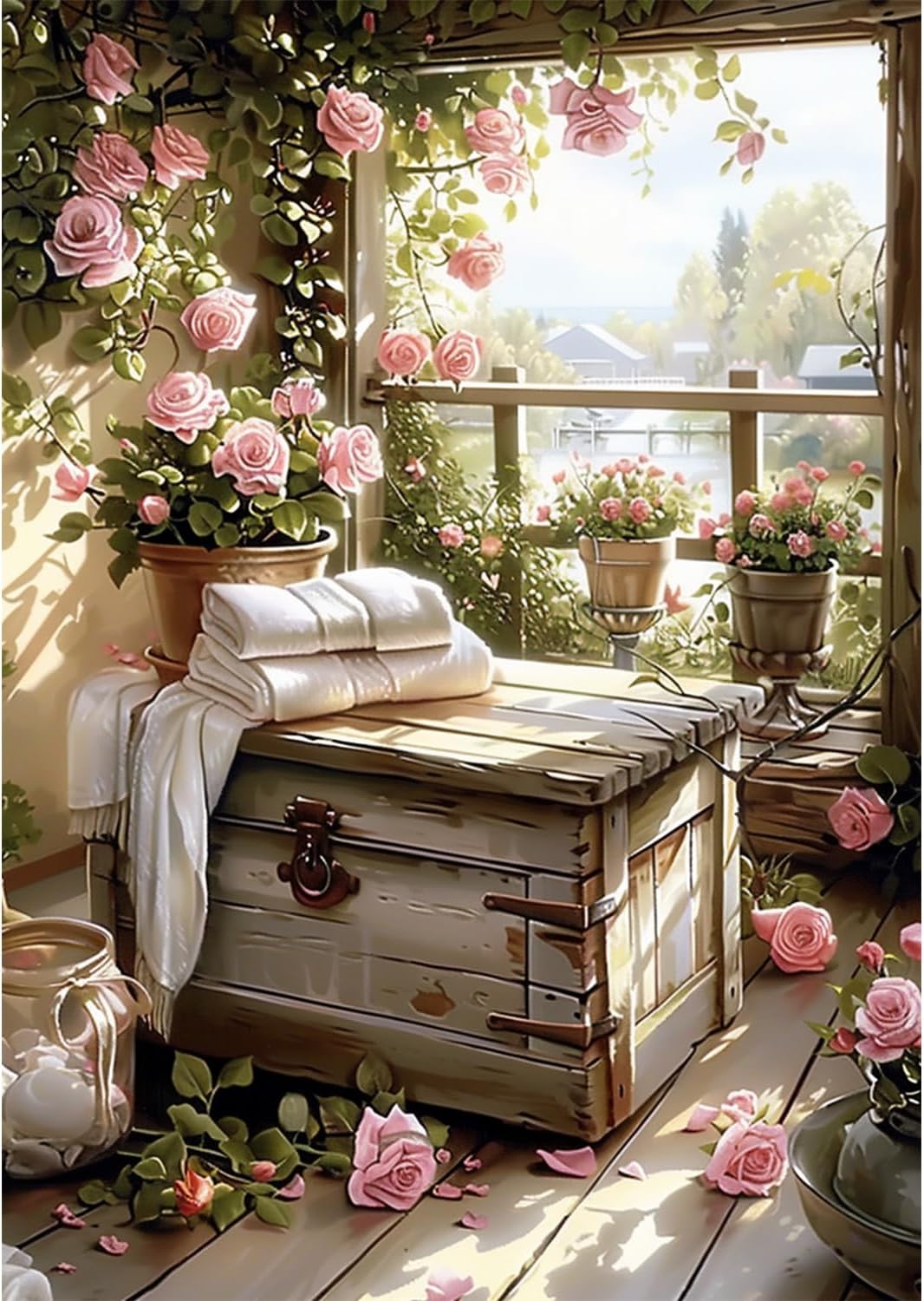 12x16 in 5D Rose Diamond Painting Kit for Adults – DIY Full Drill Flower Gem Art, Easy Diamond Dot Painting for Beginners, Home Wall Decor & Gift