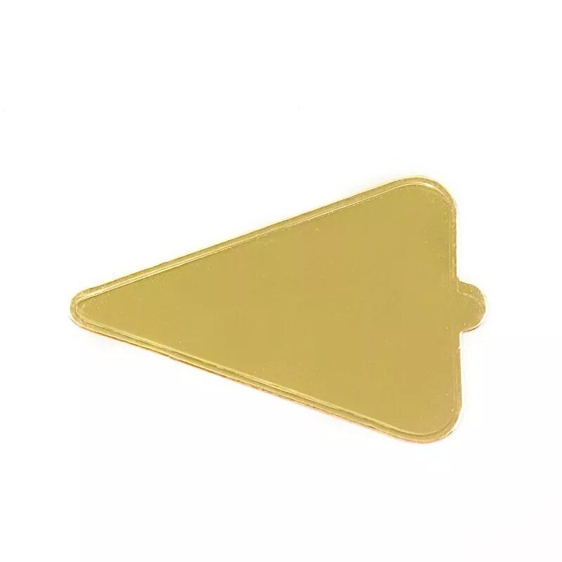 Gold 50 Metallic 5&#x22; Triangle Cake Boards Disposable Mini Dessert Tray Events