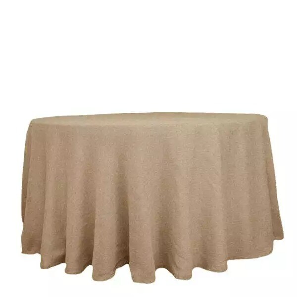 108" Natural Round Faux Burlap Tablecloth Wedding Table Party Decorations