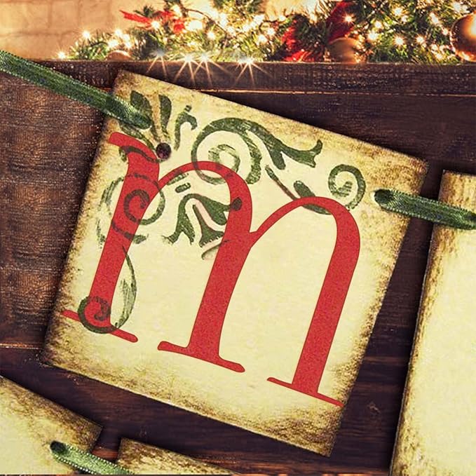 Christmas Decorations - Vintage Merry Christmas Banner - Retro Nostalgic Traditional Old Fashioned Victorian Xmas Holiday Decor for Indoor Home Office Fireplace Mantle Farmhouse