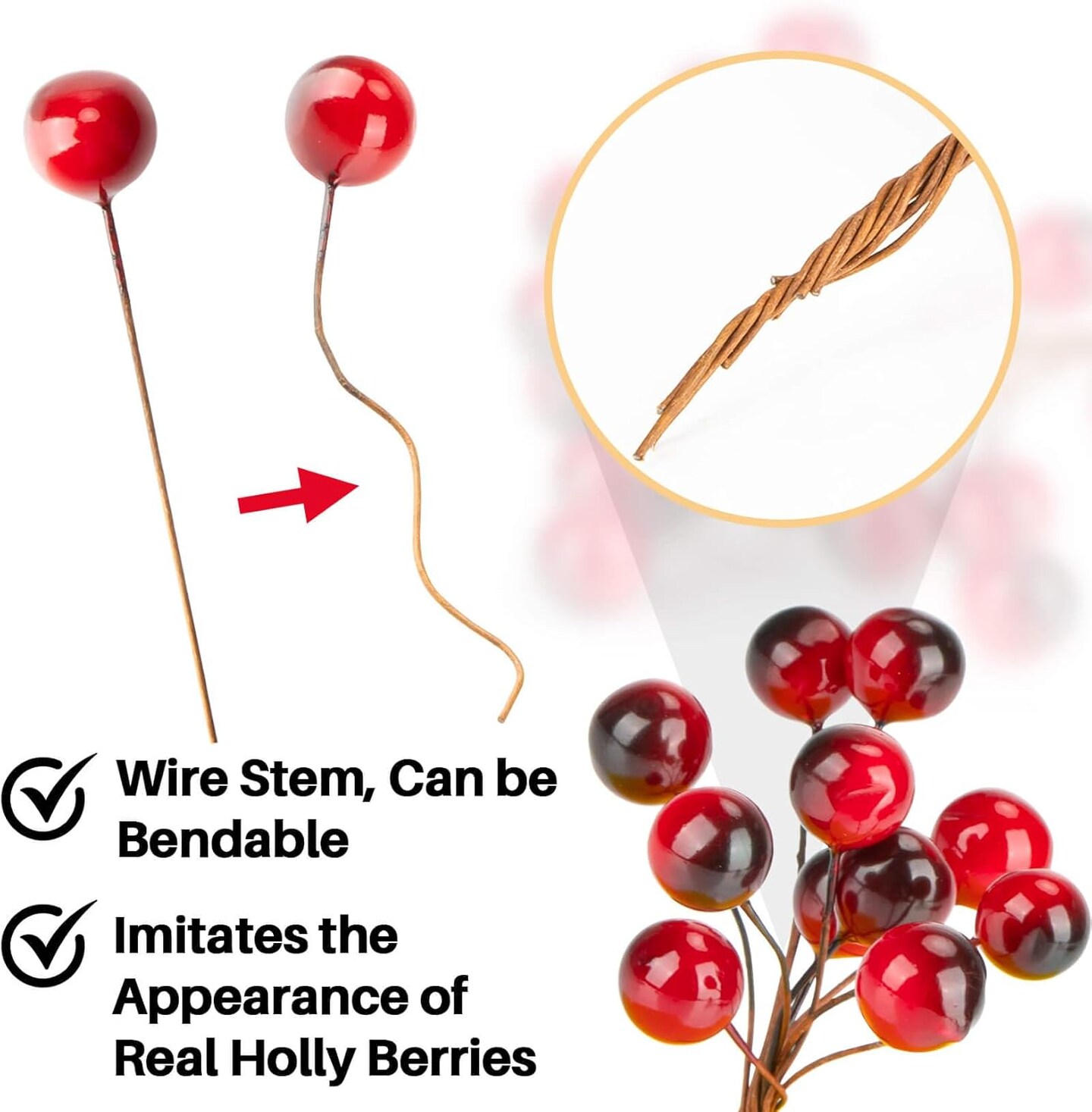 Artificial Holly Berries (&#x9;Burgundy)